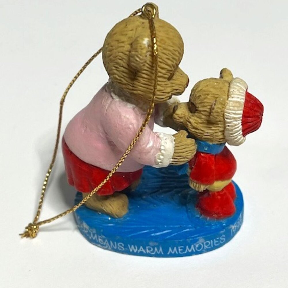 VTG Mom & Child Bear Winter Ornament,Mother Means Warm Memories 1995, 2.25" Tall